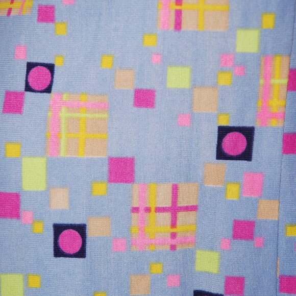 Neon Geo Art Dress Empire Waist Tie A-Line Tunic Vintage 70s Womens S/M - Picture 8 of 9